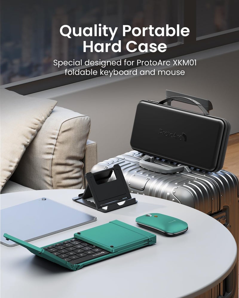 ProtoArc Foldable Keyboard and Mouse, XKM01 True Full-Size Folding Wireless Keyboard Mouse Combo for Business Travel, a Portable Office Suite On-The-Go, Compatible with Laptop iPad Tablet - Green - Image 3